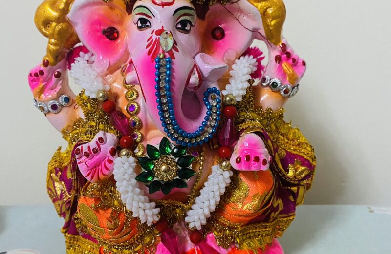 Eco-Friendly Ganesh Idol No.23 Size: 8 Inches/ 20 Cm. Width 13 Cm