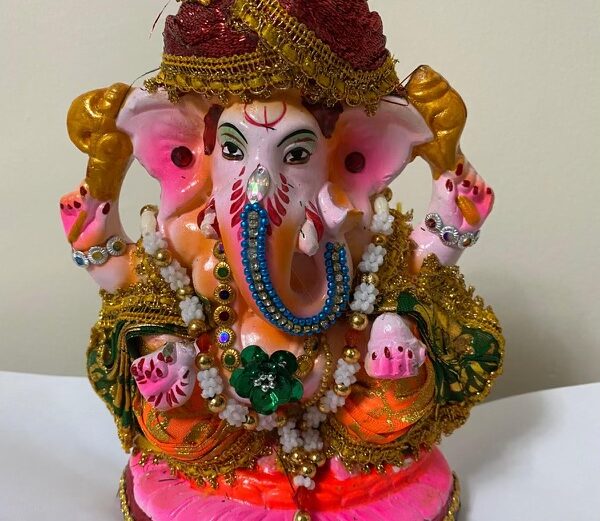 Eco-friendly Ganesh Idol No.23- Size: 8 inches/ 20 cm. Width: 13 cm (Copy)